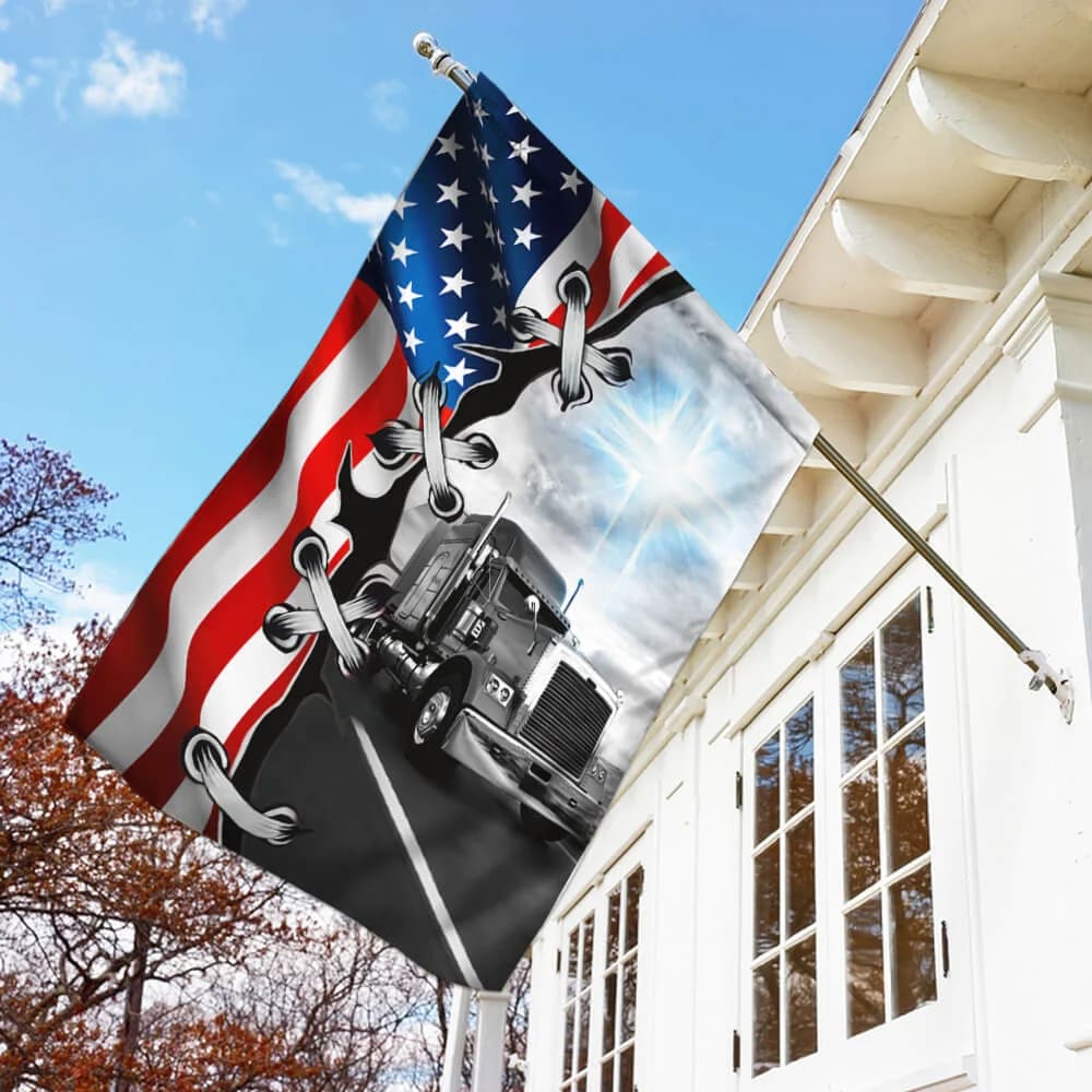 Truck Trucker Jesus Take The Wheel House Flags - Christian Garden Flags - Outdoor Christian Flag