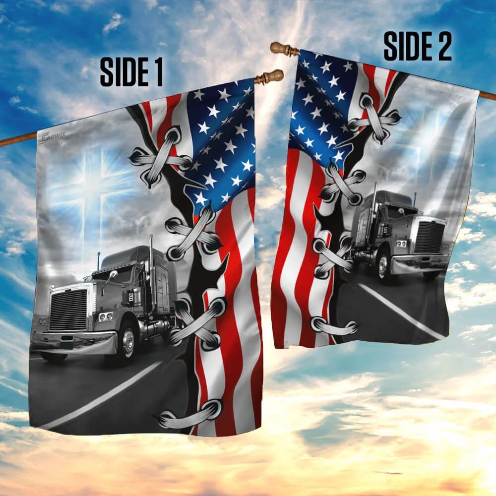 Truck Trucker Jesus Take The Wheel House Flags - Christian Garden Flags - Outdoor Christian Flag