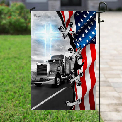Truck Trucker Jesus Take The Wheel House Flags - Christian Garden Flags - Outdoor Christian Flag