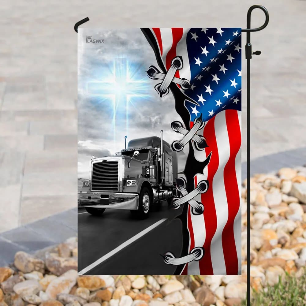 Truck Trucker Jesus Take The Wheel House Flags - Christian Garden Flags - Outdoor Christian Flag