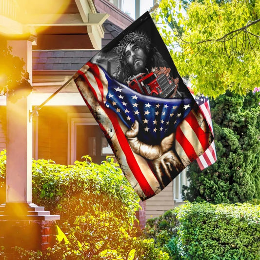 Trucker Christian House Flag - Christian Garden Flags - Outdoor Religious Flags