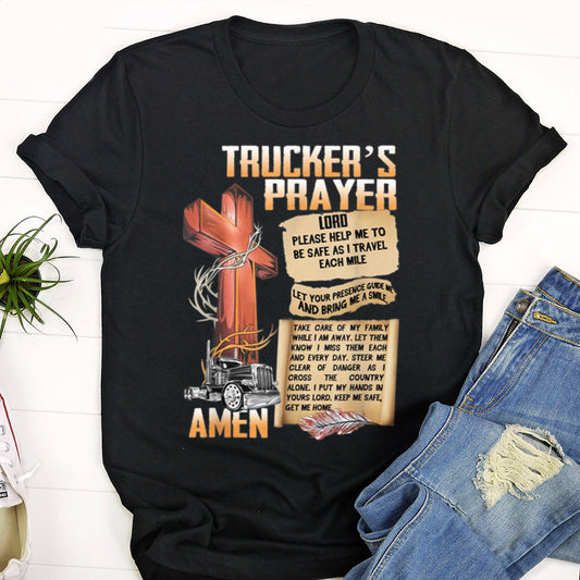 Trucker's Prayer Amen T-Shirt - Cross And Trucker T-Shirt - Cool Christian Shirts For Men & Women - Ciaocustom