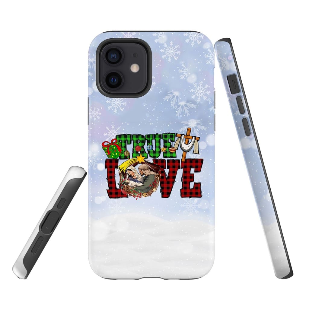 True Love - Buffalo Plaid - Christmas Phone Case - Inspirational Bible Scripture iPhone Cases