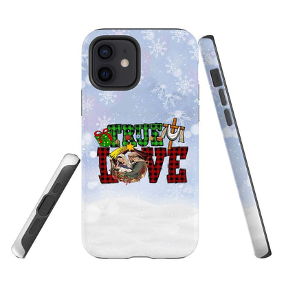 True Love - Buffalo Plaid - Christmas Phone Case - Inspirational Bible Scripture iPhone Cases