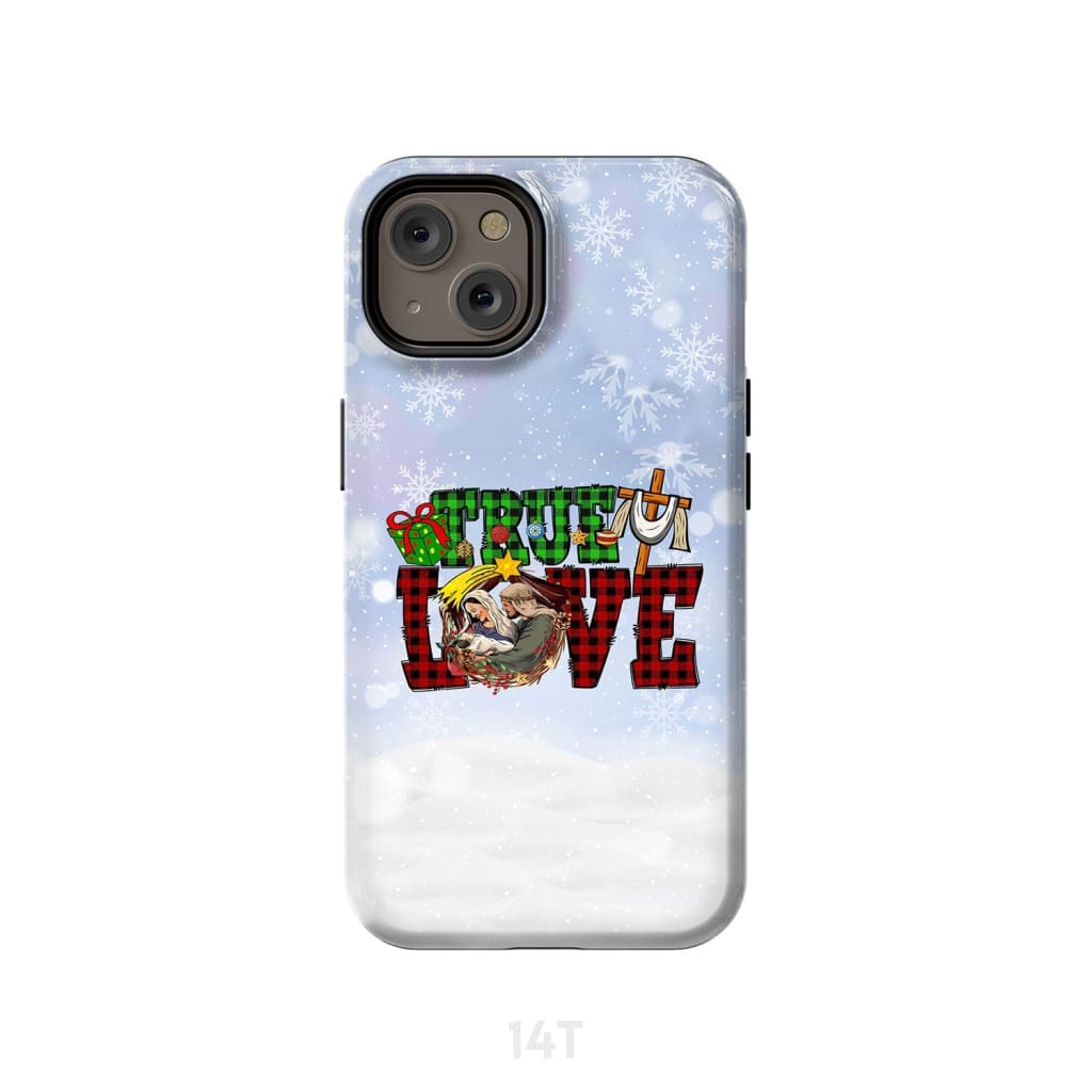 True Love - Buffalo Plaid - Christmas Phone Case - Inspirational Bible Scripture iPhone Cases