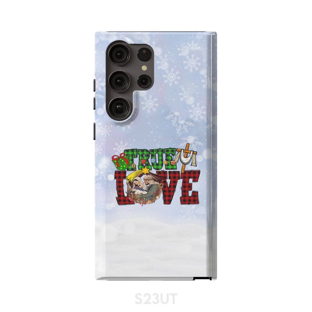 True Love - Buffalo Plaid - Christmas Phone Case - Inspirational Bible Scripture iPhone Cases