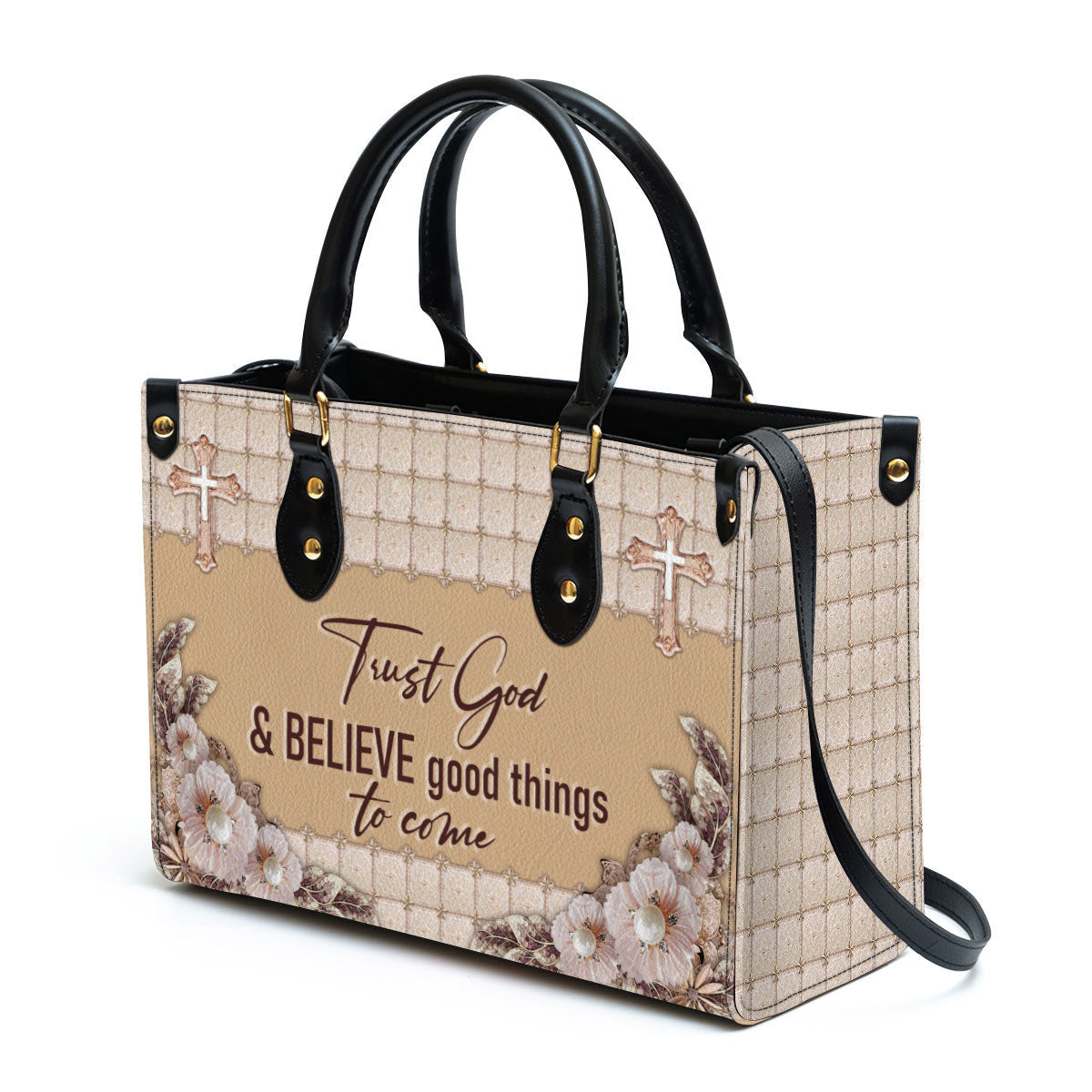 Trust God And Believe Good Things To Come Elegant Christian Leather Handbag - Religious Gifts For Women