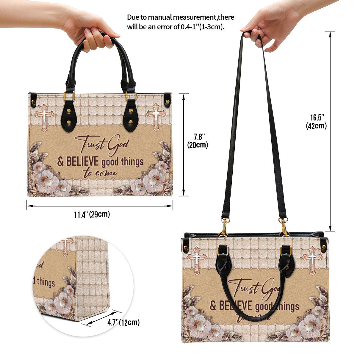 Trust God And Believe Good Things To Come Elegant Christian Leather Handbag - Religious Gifts For Women