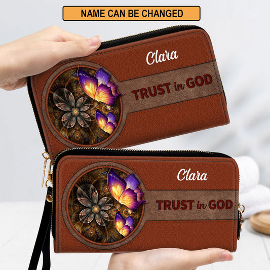 Trust In God Clutch Purse For Women - Personalized Name - Christian Gifts For Women