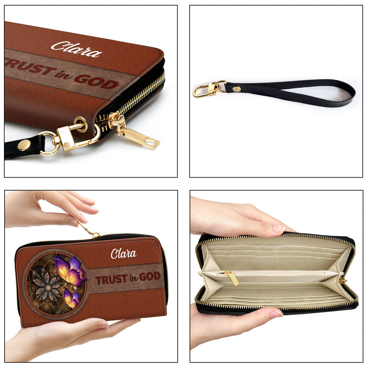 Trust In God Clutch Purse For Women - Personalized Name - Christian Gifts For Women