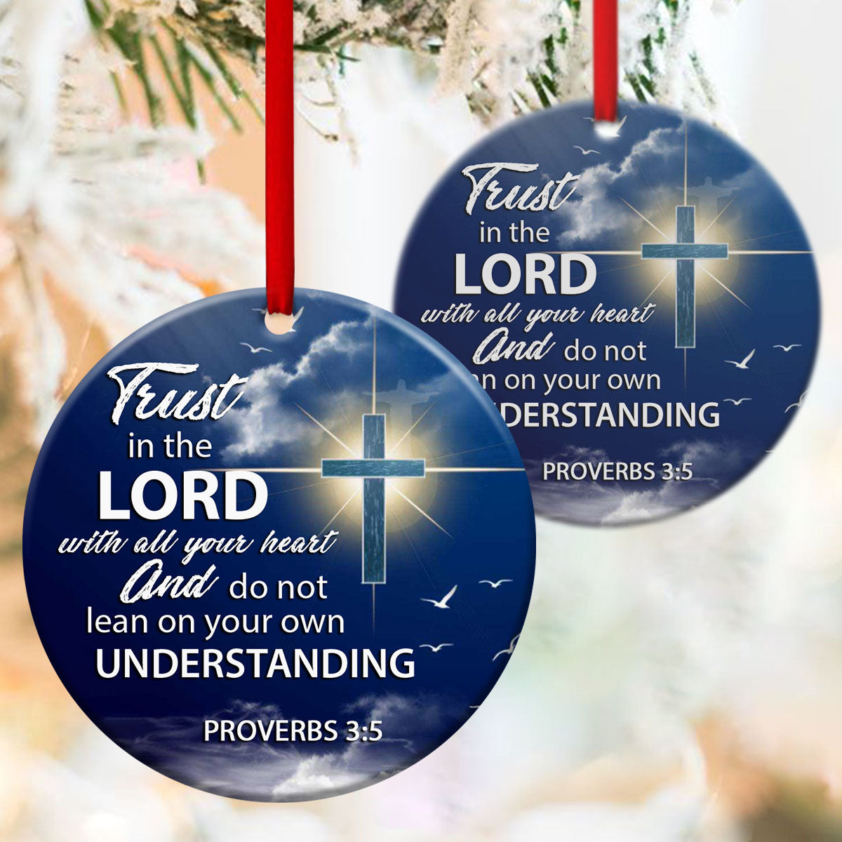 Trust In Jesus - Meaningful Ceramic Circle Ornament - Christmas Decor - Funny Ornament