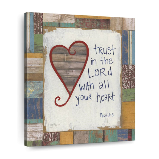 Trust In The Lord Proverbs Wall Art Canvas - Christian Wall Hangings - Bible Verse Wall Art Canvas
