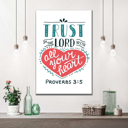 Trust In The Lord Wall Art Canvas - Christian Wall Hangings - Bible Verse Wall Art Canvas