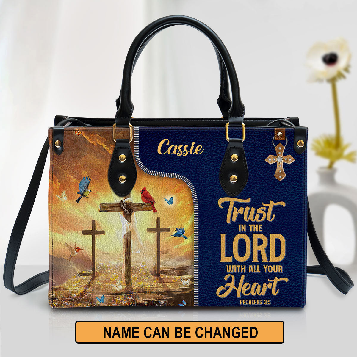 Trust In The Lord With All Your Heart Awesome Personalized Leather Bag For Women - Religious Gifts For Women