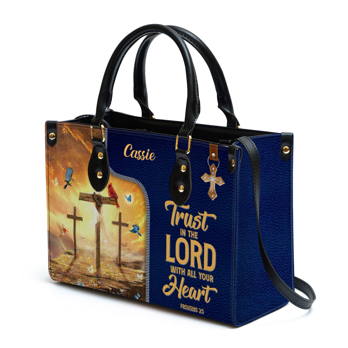 Trust In The Lord With All Your Heart Awesome Personalized Leather Bag For Women - Religious Gifts For Women