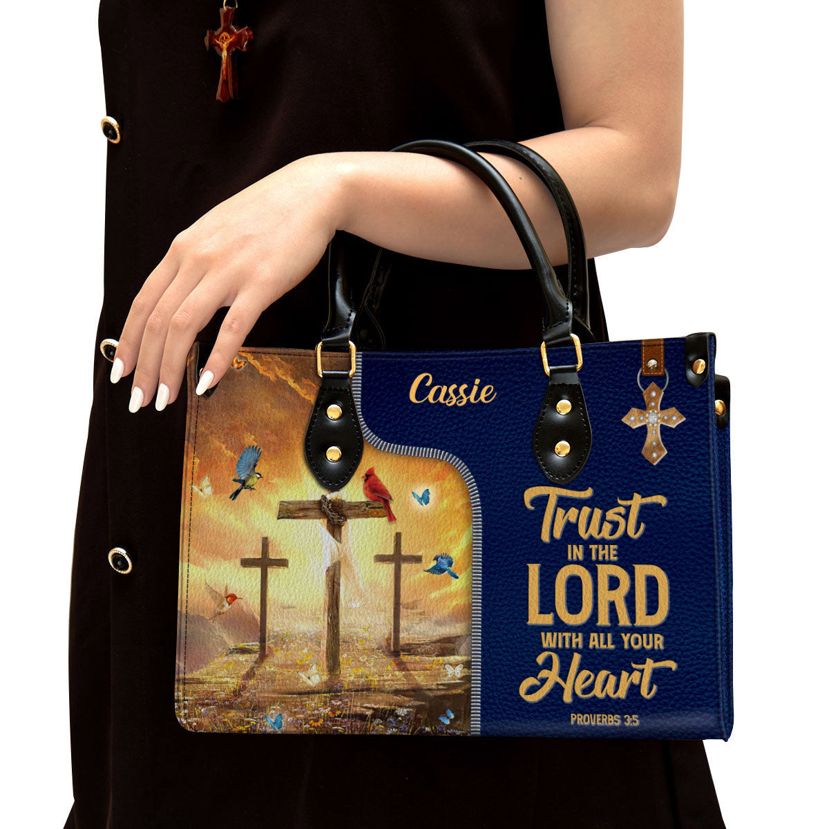 Trust In The Lord With All Your Heart Awesome Personalized Leather Bag For Women - Religious Gifts For Women
