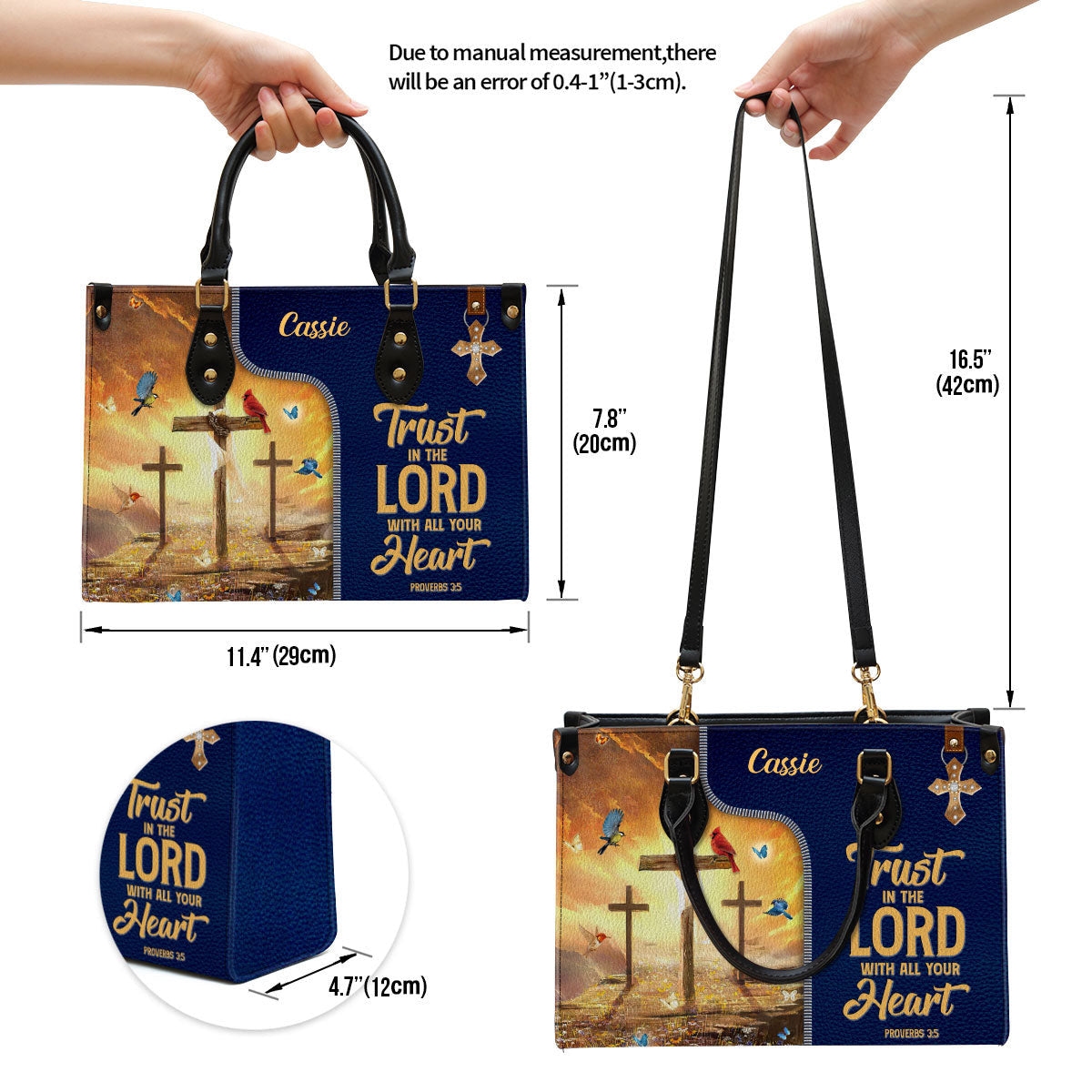 Trust In The Lord With All Your Heart Awesome Personalized Leather Bag For Women - Religious Gifts For Women