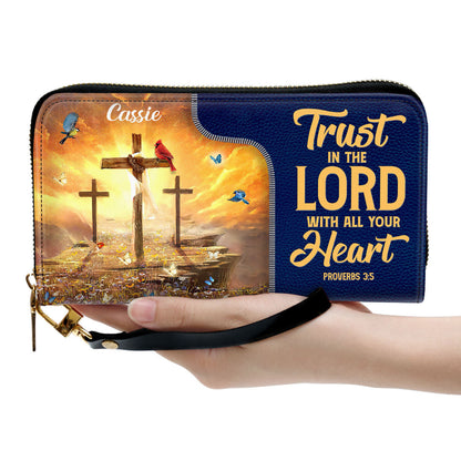 Trust In The Lord With All Your Heart Clutch Purse For Women - Personalized Name - Christian Gifts For Women