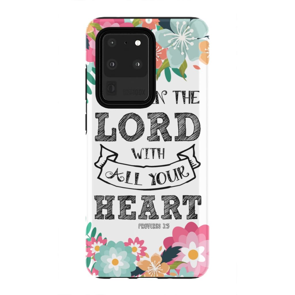 Trust In The Lord With All Your Heart Proverbs 35 Bible Verse Phone Case - Inspirational Bible Scripture iPhone Cases