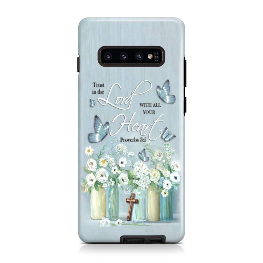 Trust In The Lord With All Your Heart Proverbs 35 Floral Bible Verse Phone Case - Scripture Phone Cases - Iphone Cases Christian