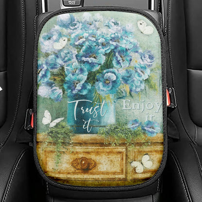 Trust It Enjoy It God Seat Box Cover, Christian Car Center Console Cover, Bible Verse Car Interior Accessories