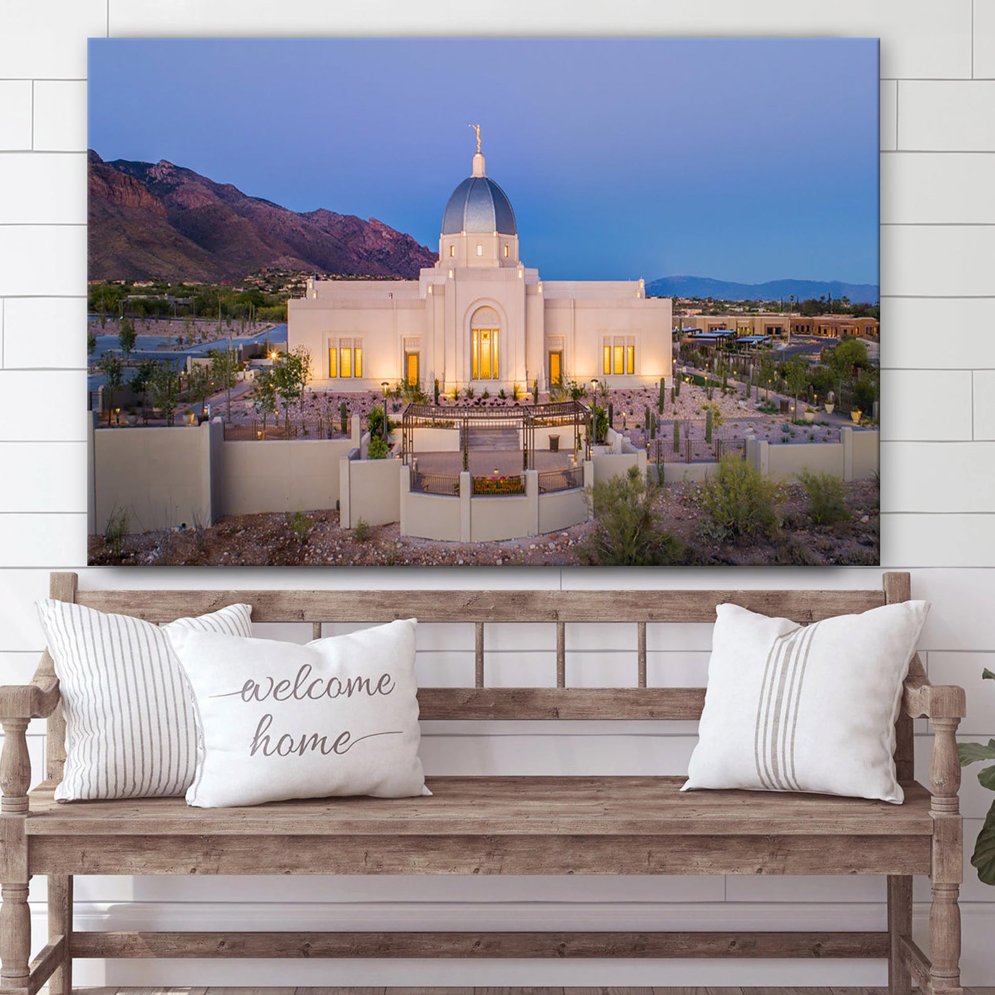 Tucson Arizona Temple Blue Hour Canvas Wall Art - Jesus Christ Picture - Canvas Christian Wall Art