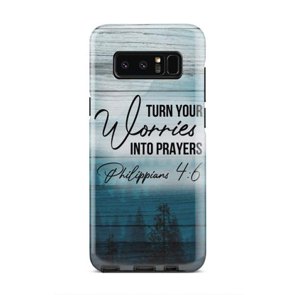 Turn Your Worries Into Prayers Philippians 46 Bible Verse Phone Case - Inspirational Bible Scripture iPhone Cases