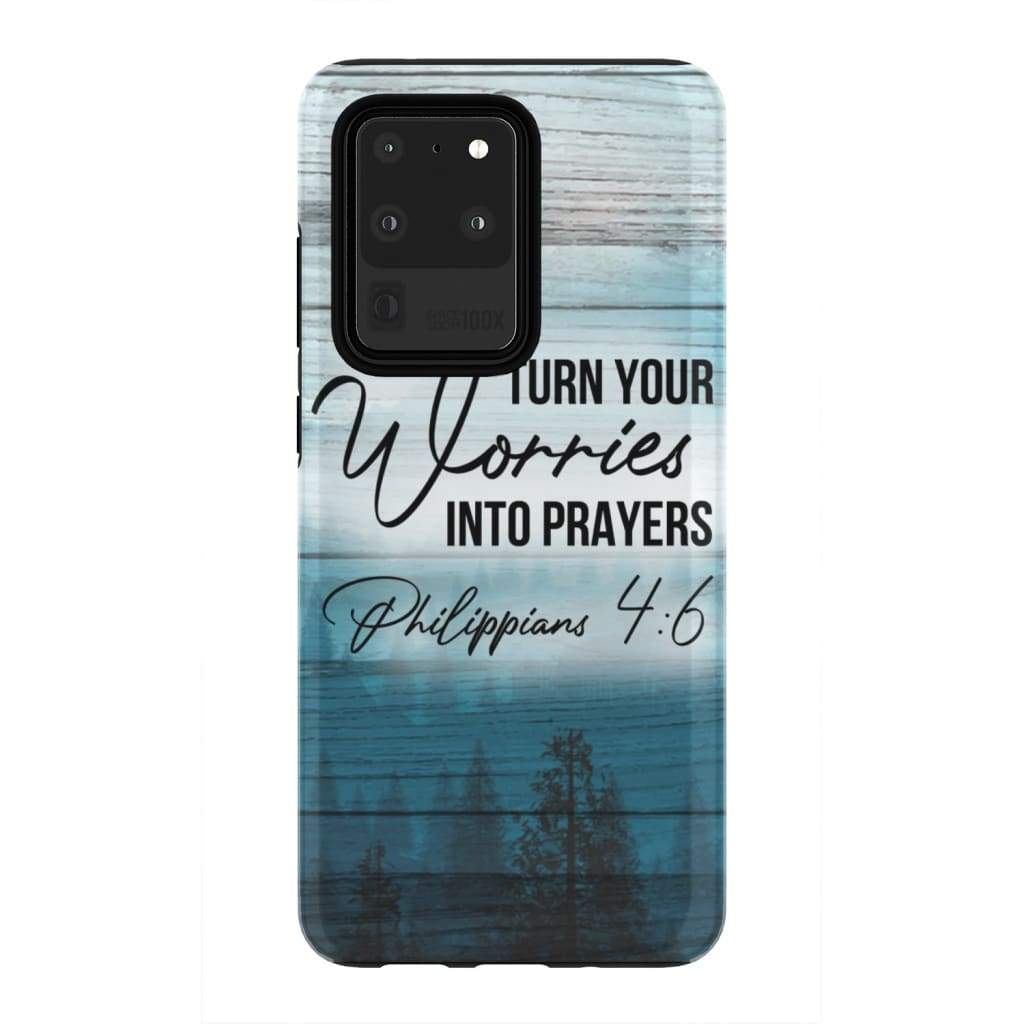 Turn Your Worries Into Prayers Philippians 46 Bible Verse Phone Case - Inspirational Bible Scripture iPhone Cases