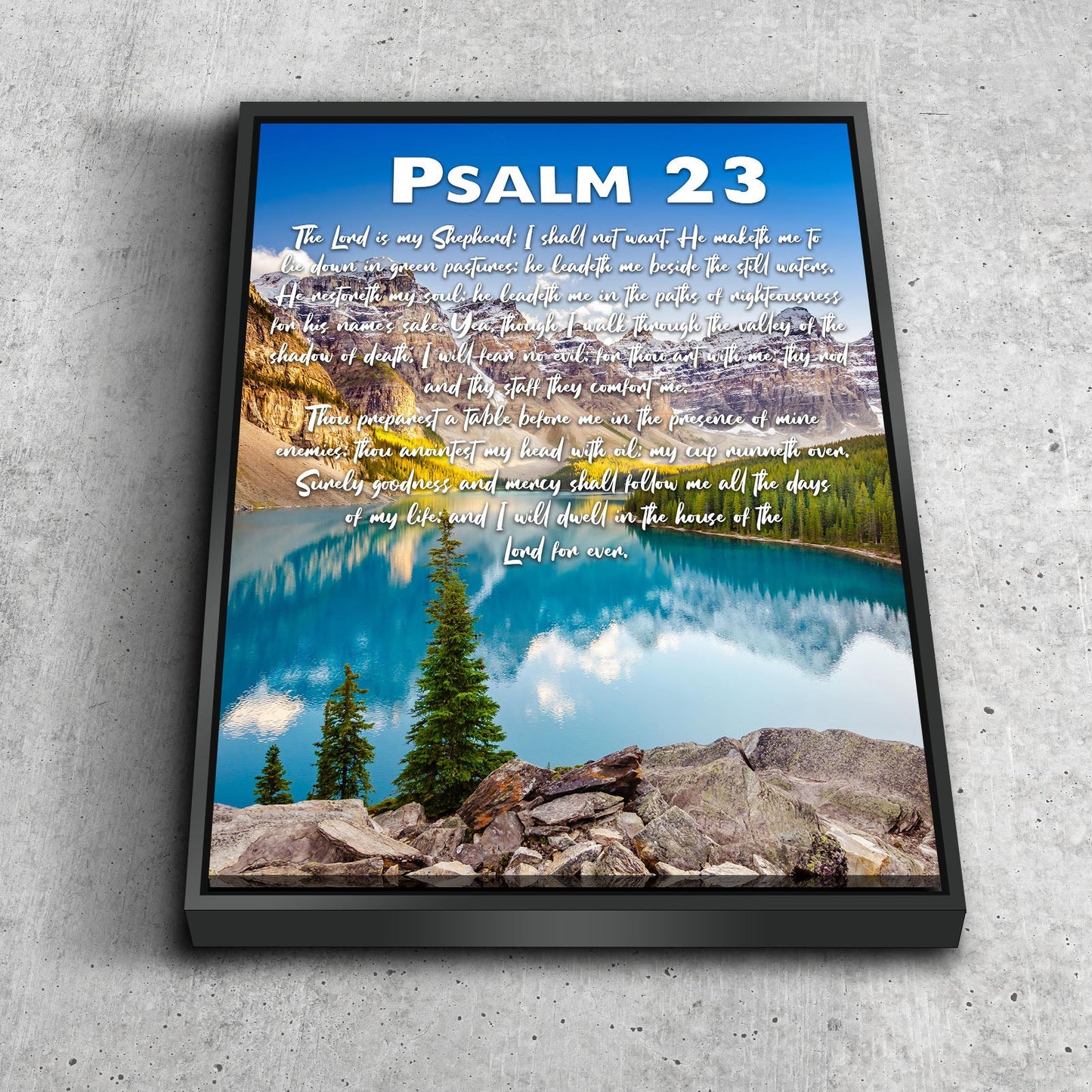 Turquoise Lake & Psalm 23 The Lord Is My Shepherd Canvas Wall Art