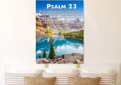 Turquoise Lake & Psalm 23 The Lord Is My Shepherd Canvas Wall Art