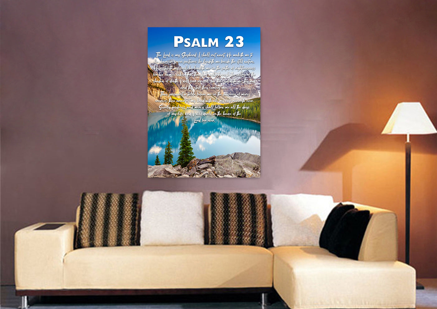 Turquoise Lake & Psalm 23 The Lord Is My Shepherd Canvas Wall Art