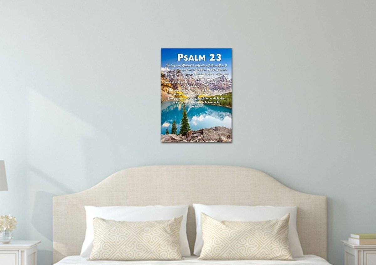 Turquoise Lake & Psalm 23 The Lord Is My Shepherd Canvas Wall Art