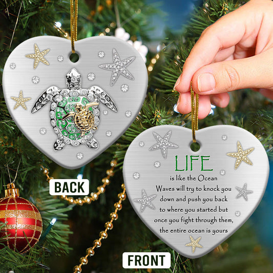 Turtle Advice Customized Heart Ceramic Ornament - Christmas Ornament - Christmas Gift