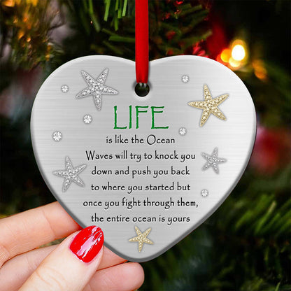 Turtle Advice Customized Heart Ceramic Ornament - Christmas Ornament - Christmas Gift