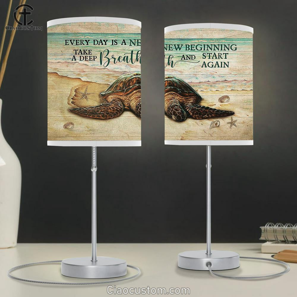 Turtle Beach Every Day Is A New Beginning Table Lamp Art - Bible Verse Lamp Art - Room Decor Christian