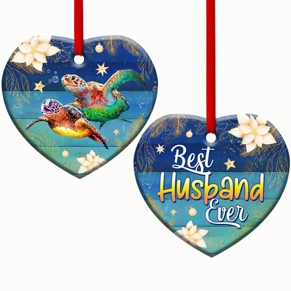 Turtle Best Husband Ever Heart Ceramic Ornament - Christmas Ornament - Christmas Gift