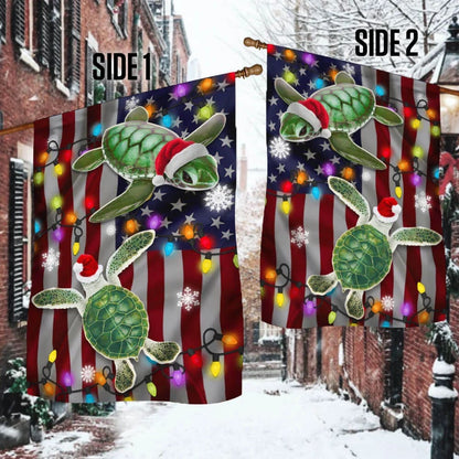 Turtle Christmas Flag Merry Christmas - Christmas Garden Flag - Christmas House Flag - Christmas Outdoor Decoration
