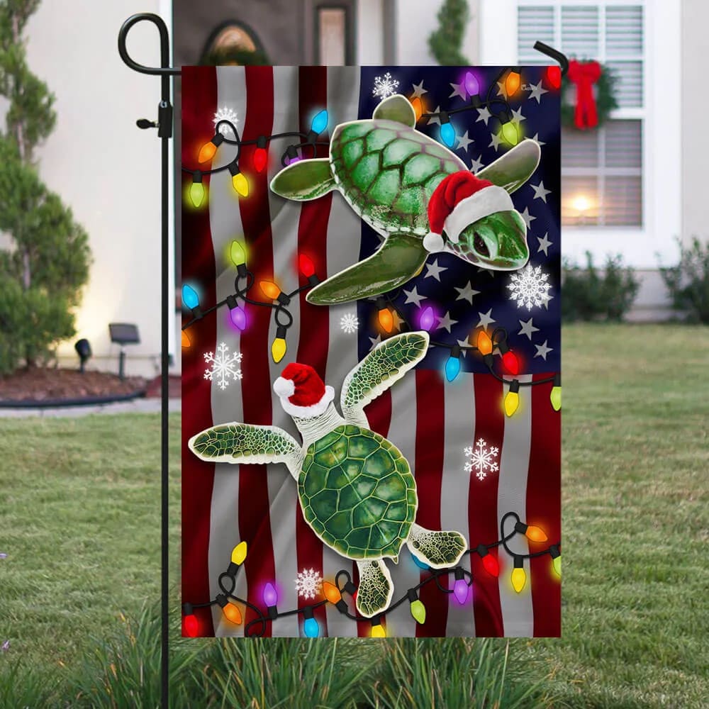 Turtle Christmas Flag Merry Christmas - Christmas Garden Flag - Christmas House Flag - Christmas Outdoor Decoration