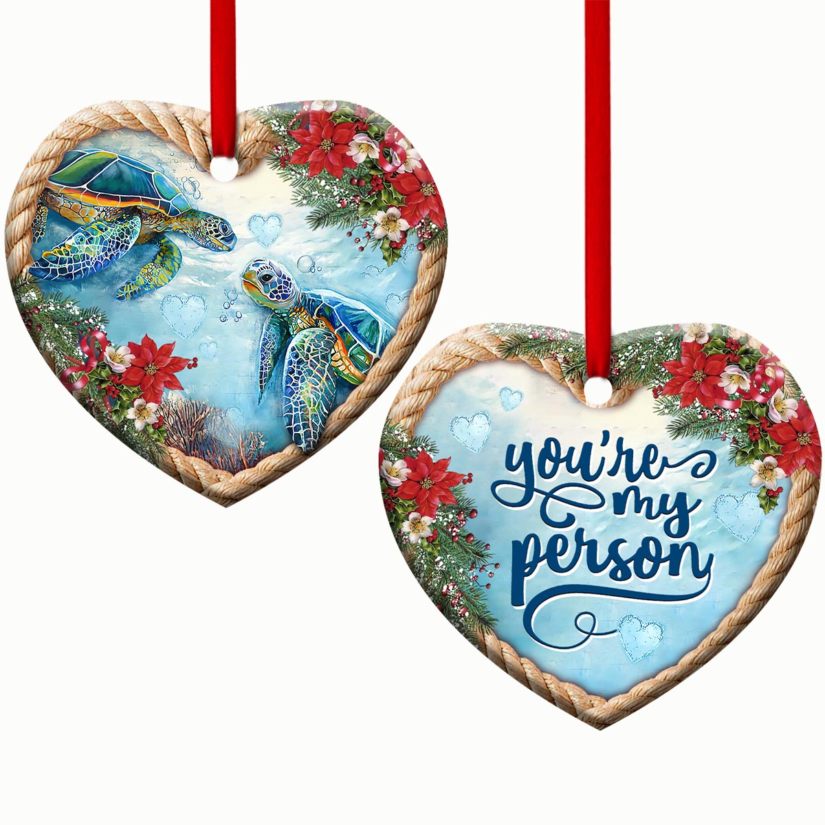 Turtle Husband You Are My Person Heart Ceramic Ornament - Christmas Ornament - Christmas Gift