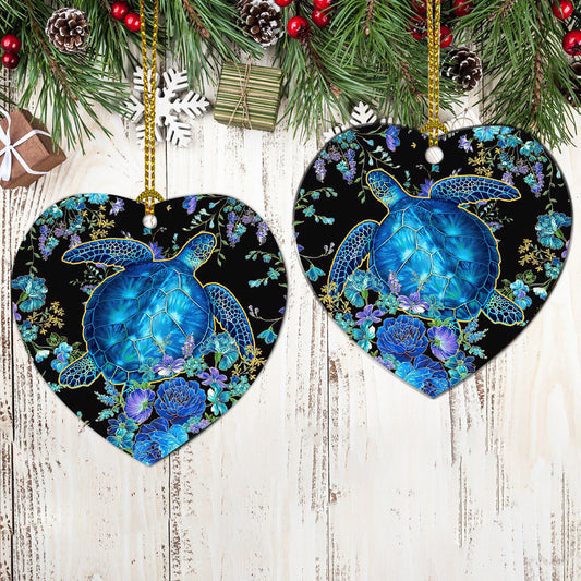 Turtle Lover Heart Ceramic Ornament - Christmas Ornament - Christmas Gift