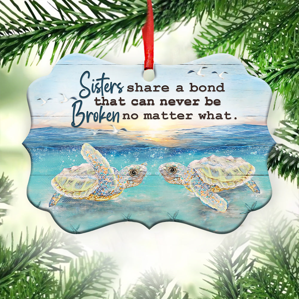 Turtle Sisters Share A Bond Metal Ornament - Christmas Ornament - Christmas Gift