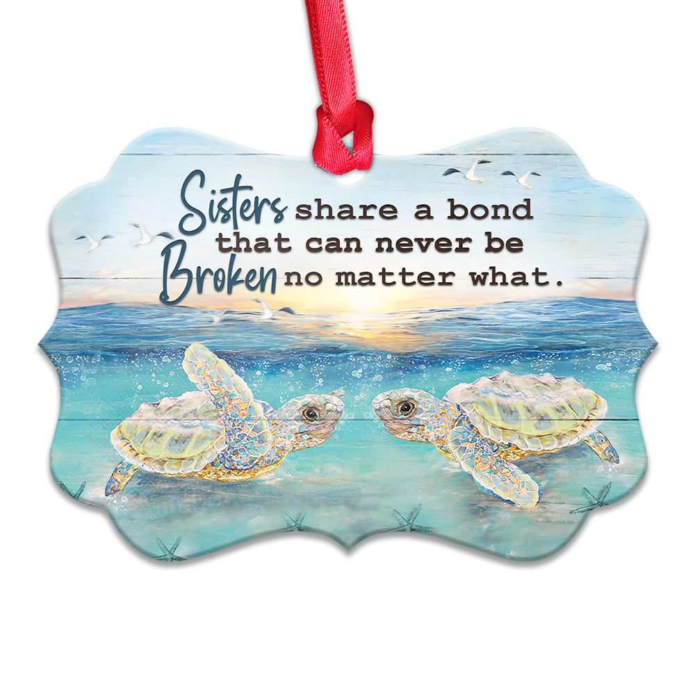 Turtle Sisters Share A Bond Metal Ornament - Christmas Ornament - Christmas Gift
