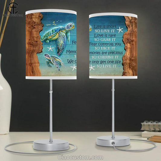 Turtle Starfish We Only Get One Life So Live It Table Lamp Art - Bible Verse Lamp Art - Room Decor Christian