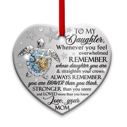 Turtle To My Daughter 2 Heart Ceramic Ornament - Christmas Ornament - Christmas Gift