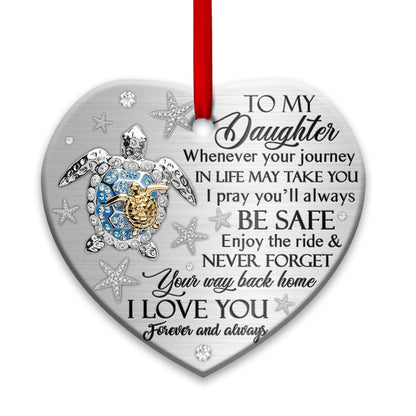 Turtle To My Daughter 3 Heart Ceramic Ornament - Christmas Ornament - Christmas Gift