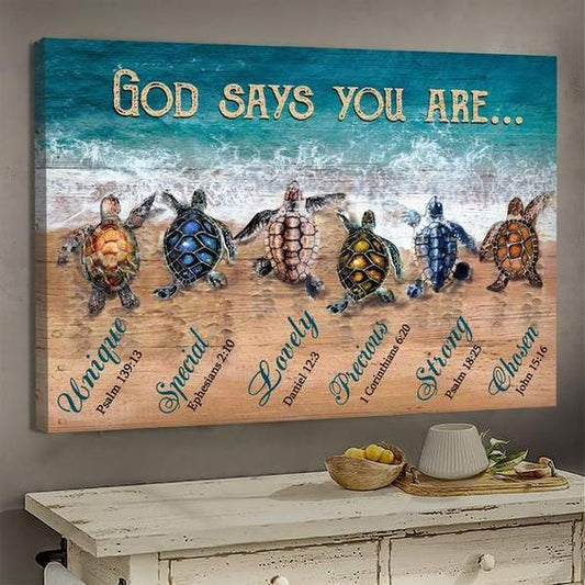Turtles God Says You Are Canvas Wall Art - Christian Poster - Religious Wall Decor