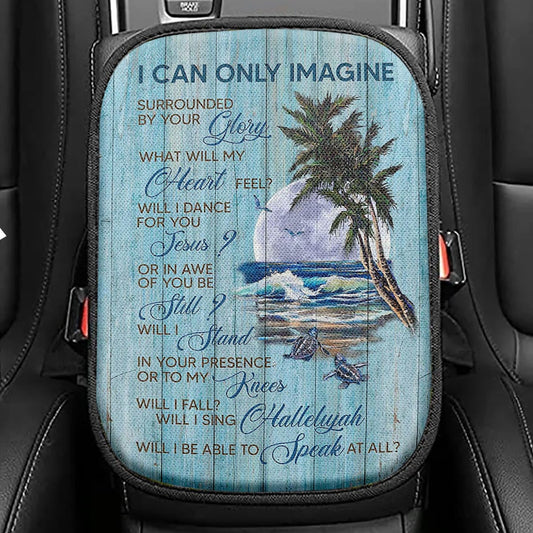 Turtles I Can Only Imagine Seat Box Cover, Christian Car Center Console Cover, Bible Verse Car Interior Accessories