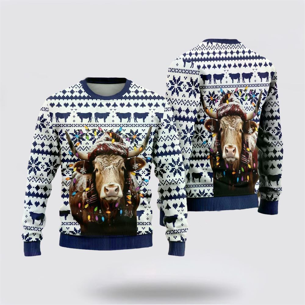Tx Longhorn Cows Ugly Christmas Sweater, Farm Sweater, Christmas Gift, Best Winter Outfit Christmas