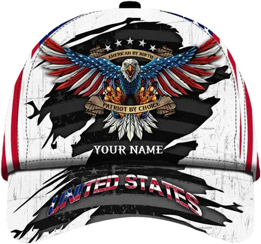 U.S Patriotic Eagle Custom Name All Over Print Baseball Cap - Christian Hats For Men Women