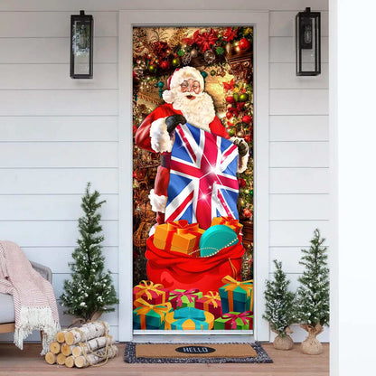 UK Christmas Santa Laughing Door Cover - Christmas Outdoor Decoration
